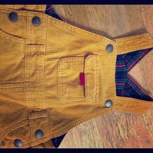 JoJo Maman Bebe golden yellow corduroy overalls